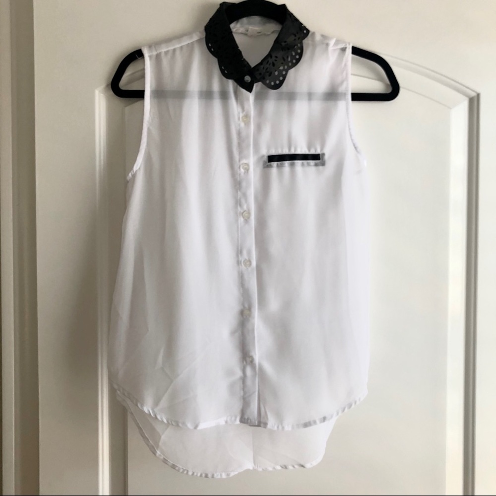 BCBG Collar Sheer Tank